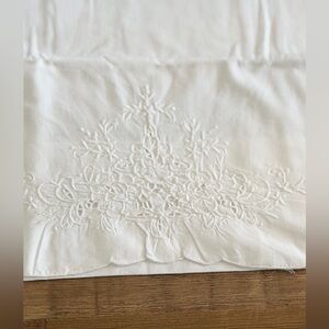 2 Vintage Imperial Elegance Cotton Pillowcases. White | Embroidered | Scalloped